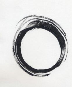 Painted black circle on white canvas